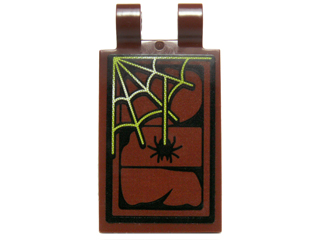 30350bpb019 | Tile, Modified 2 x 3 with 2 Clips with Yellowish Green Spider Web and Black Spider Pattern | LEGOPART