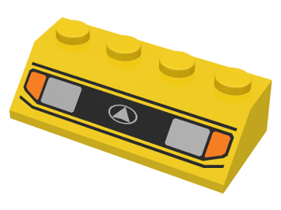 3037px1U | Slope 45 2 x 4 with Silver Headlights, Orange Signal Lights, and Black Lines Pattern | LEGOPART