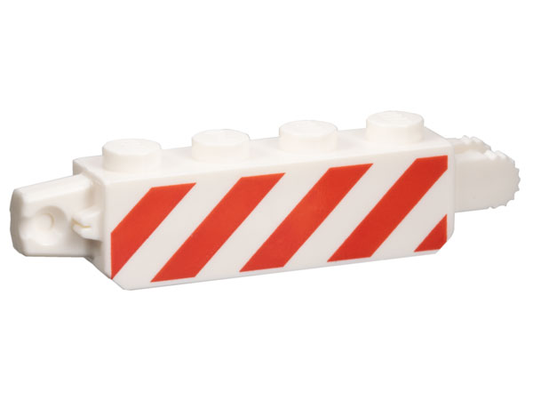 30387p02 | Hinge Brick 1 x 4 Locking with Red and White Danger Stripes Pattern on Both Sides | LEGOPART