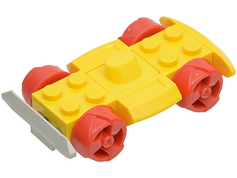 30558c07 | Vehicle, Base 4 x 6 Racer Base with Red Wheels and Light Gray Bumper | LEGOPART