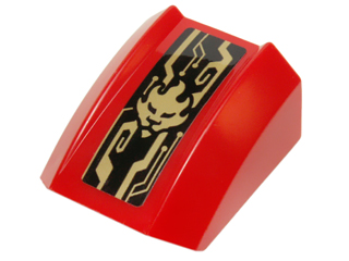 30602pb078 | Slope, Curved 2 x 2 Lip with Gold Kai Symbol and Mechanical Lines Pattern | LEGOPART