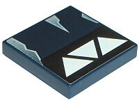 3068pb0096L | Tile 2 x 2 with White Triangles on Black Stripe and Wear Marks Pattern Model Left Side | LEGOPART