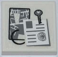 3068pb0565 | Tile 2 x 2 with Map, Key, and Police File Pattern | LEGOPART