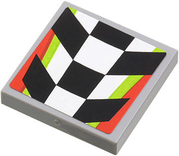 3068pb0594 | Tile 2 x 2 with Checkered Pattern with Red and Lime Border | LEGOPART