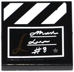 3068pb0965 | Tile 2 x 2 with Film Slate with White Script Writing, | LEGOPART