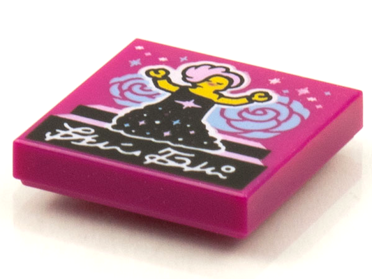 3068pb1601 | Tile 2 x 2 with BeatBit Album Cover - Singer with Pink Hair in Black Dress Pattern | LEGOPART