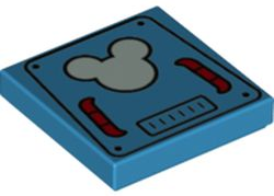 3068pb1717 | Tile 2 x 2 with Bright Light Blue Mickey Mouse Logo on Hatch with Red Handles Pattern | LEGOPART