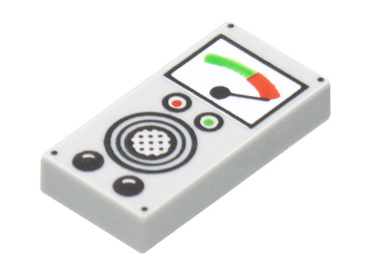 3069pb1070 | Tile 1 x 2 with Pegged Gauge, Red, Green, and Black Buttons, Speaker Pattern | LEGOPART