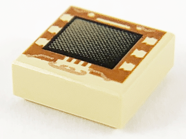 3070pb004 | Tile 1 x 1 with Faded Black Screen with Brown Border, Copper Circuitry Pattern | LEGOPART