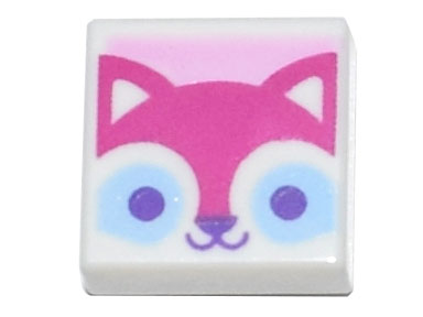 3070pb184 | Tile 1 x 1 with Magenta Cat Face with Bright Light Blue and Dark Purple Eyes on Bright Pink Background Pattern | LEGOPART