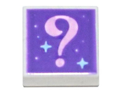 3070pb192 | Tile 1 x 1 with Bright Pink Question Mark and Bright Light Blue Sparkles on Dark Purple Background Pattern | LEGOPART