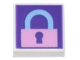 3070pb194 | Tile 1 x 1 with Bright Pink Locked Padlock on Dark Purple Background Pattern | LEGOPART