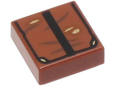 3070pb343 | Tile 1 x 1 with Book with Black Strap and Dark Brown and Dark Tan Scratches and Marks Pattern | LEGOPART