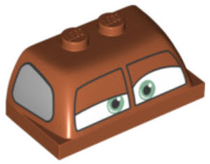 30841pb06 | Windscreen 2 x 4 x 1 1/3 with Split Front Window with Light Green Eyes and Silver Side Window Pattern | LEGOPART