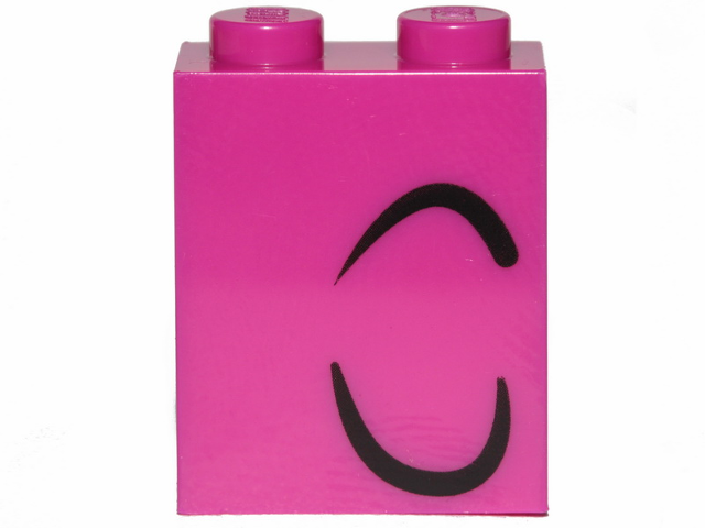 3245cpb092 | Brick 1 x 2 x 2 with Inside Stud Holder with 2 Curved Black Lines Right Pattern | LEGOPART