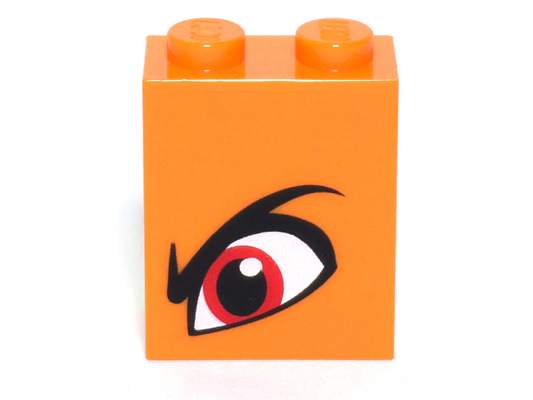 3245cpb096 | Brick 1 x 2 x 2 with Inside Stud Holder with Angry Red Left Eye and Eyebrow Pattern | LEGOPART