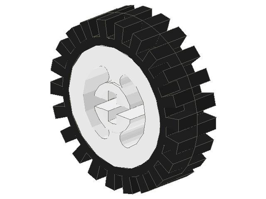 3482c01 | Wheel with Split Axle Hole with Black Tire 24mm D. x 8mm Offset Tread - Interior Ridges | LEGOPART