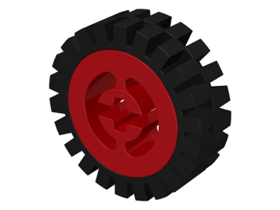 3482c01 | Wheel with Split Axle Hole with Black Tire 24mm D. x 8mm Offset Tread - Interior Ridges | LEGOPART