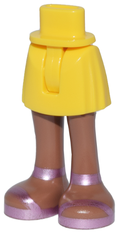 35216ac00pb011 | Mini Doll Hips and Skirt with Molded Medium Brown Legs and Printed Metallic Pink Sandals Pattern - Thin Hinge | LEGOPART