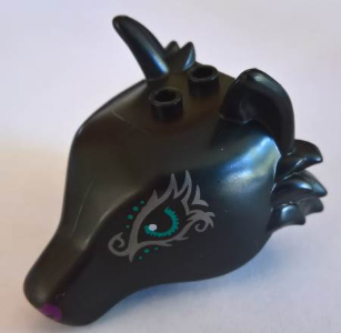 35600pb02 | Fox Head with Dark Turquoise Eyes, Silver Swirls and Purple Nose Pattern | LEGOPART