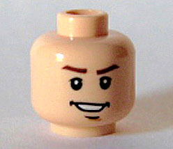 3626bpb0288 | Minifigure, Head Male Brown Eyebrows, Open Lopsided Grin, Chin Dimple, White Pupils Pattern - Blocked Open Stud | LEGOPART