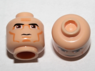 3626cpb0314 | Minifigure, Head Black Thick Eyebrows, Large Reddish Brown Eyes, Nougat Cheek Lines and Chin, Furrowed Brow Pattern - Hollow Stud | LEGOPART