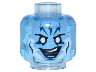 3626cpb1110 | Minifigure, Head Alien with Medium Blue Face with White Eyes and Lightning Bolts on Forehead Pattern | LEGOPART