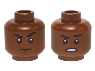 3626cpb1420 | Minifigure, Head Dual Sided Black Eyebrows, White Pupils, Raised Eyebrow / Open Mouth Scowling Teeth Pattern | LEGOPART