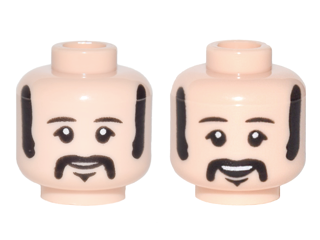 3626cpb1685 | Minifigure, Head Dual Sided Black Eyebrows, Sideburns, Moustache, Neutral / Smiling Pattern | LEGOPART