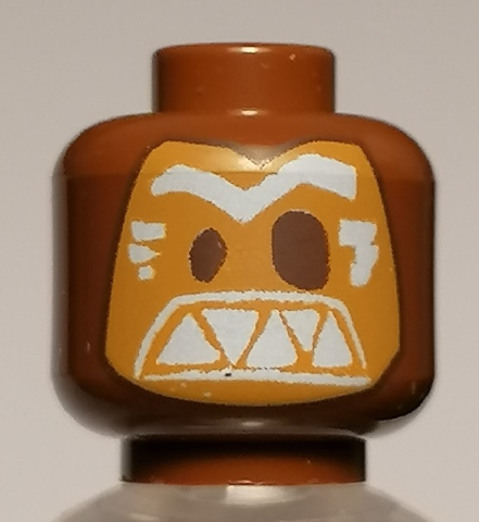 3626cpb1704 | Minifigure, Head Alien Mask Medium Nougat with Dark Brown Eyes and White Eyebrows and Triangular Teeth Pattern | LEGOPART