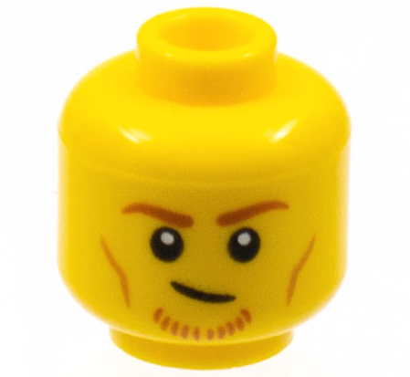 3626cpb2941 | Minifigure, Head Dark Orange Eyebrows and Chin Whiskers, Medium Nougat Cheek Lines Pattern - Hollow Stud | LEGOPART