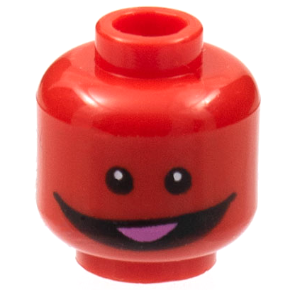 3626cpb3021 | Minifigure, Head Alien with Black Eyes and Wide Smile with Dark Pink Tongue Pattern - Hollow Stud | LEGOPART