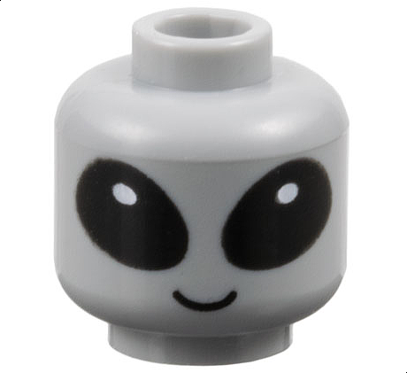 3626pb3586 | Minifigure, Head Alien with Large Black Eyes with White Glints, Grin Pattern | LEGOPART