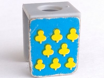 3840pb06 | Minifigure Vest with 8 Yellow Trefoils on Blue Background Pattern | LEGOPART
