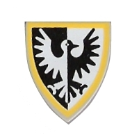 3846p46 | Minifigure, Shield Triangular  with Black and White Falcon with Yellow Border Pattern | LEGOPART