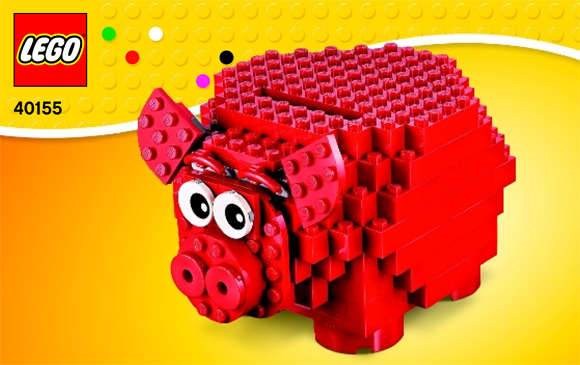 40155-1 | Coin Bank, Red Piggy Bank | INSTRUCTIONS | LEGOPART