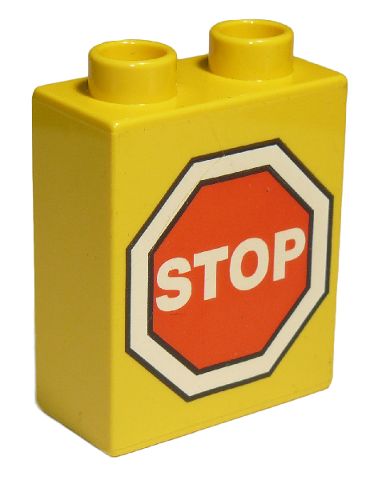 4066pb009 | Duplo, Brick 1 x 2 x 2 with Road Sign Stop Pattern | LEGOPART