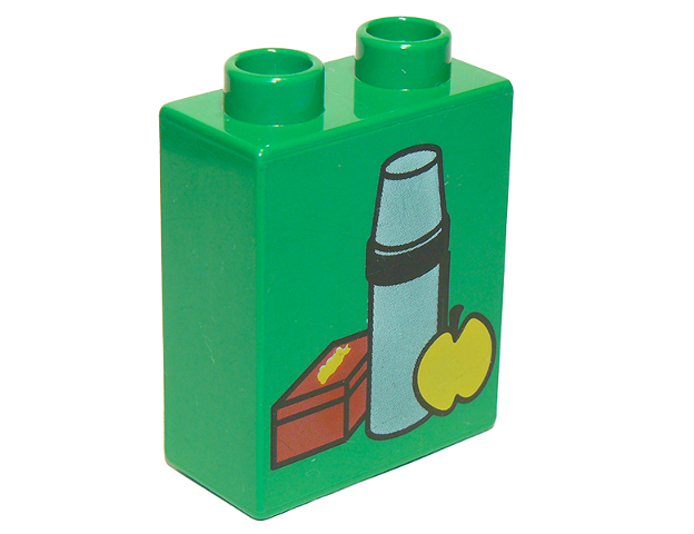 4066pb112 | Duplo, Brick 1 x 2 x 2 with Lunch Box, Thermos, and Apple Pattern | LEGOPART