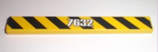 4162pb032 | Tile 1 x 8 with White '7632' on Black and Yellow Danger Stripes Pattern (Sticker) - Set 7632 | LEGOPART