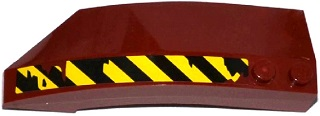 41749pb022 | Wedge 8 x 3 x 2 Open Right with Worn Black and Yellow Danger Stripes Pattern | LEGOPART