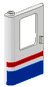 4181p06 | Door 1 x 4 x 5 Train Left, Thin Support at Bottom with Red/Blue Stripe Pattern | LEGOPART