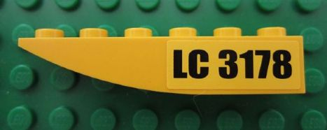 42023pb001R | Slope, Curved 6 x 1 Inverted with 'LC 3178' Pattern Model Right (Sticker) - Set 3178 | LEGOPART