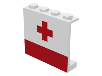 4215ap02 | Panel 1 x 4 x 3 - Solid Studs with Red Cross and Stripe Pattern | LEGOPART