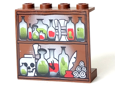 4215bpx1 | Panel 1 x 4 x 3 - Hollow Studs with Potions, Scrolls, and Skull on Shelves Pattern | LEGOPART