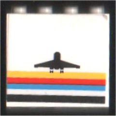 4215pb005 | Panel 1 x 4 x 3 with Black Airplane and Multicolor Stripes Pattern (Sticker) - Set 6440 | LEGOPART