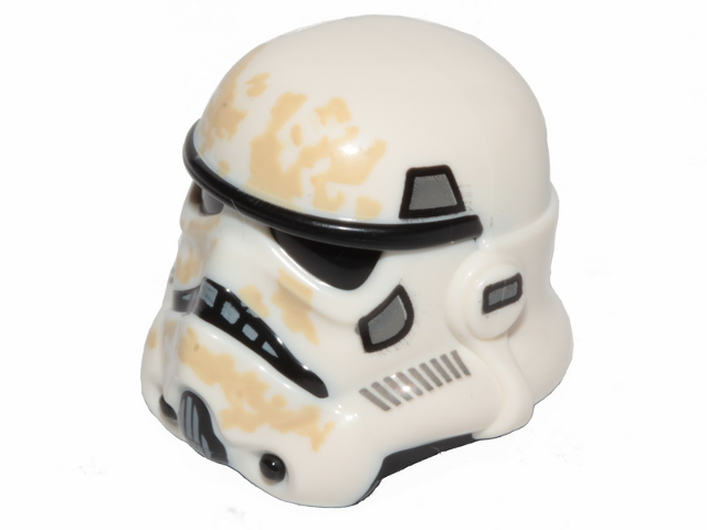 42861pb01 | Minifigure, Headgear Helmet SW Stormtrooper with Molded Black Forehead, Eyes, Nose, Chin, and Panels on Back and Printed Dark Bluish Gray Marks and Tan Dirt Stains Pattern | LEGOPART