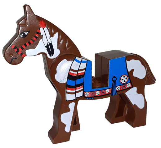 4493c01px2 | Horse with Blue Blanket, Right Side Red Circle Pattern | LEGOPART