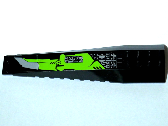 45301pb007L | Wedge 16 x 4 Triple Curved with Reinforcements with Silver Circuitry and Lime Panel with Blade Pattern Model Left Side | LEGOPART