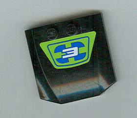 45677pb013 | Wedge 4 x 4 x 2/3 Triple Curved with Number 3 on Blue and Lime Pattern (Sticker) - Set 8663 | LEGOPART