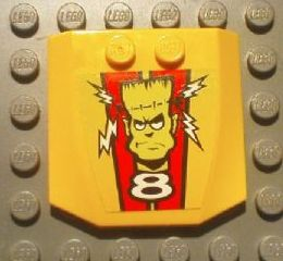 45677pb037 | Wedge 4 x 4 x 2/3 Triple Curved with Frankenstein Monster Head and White Number 8 Pattern (Sticker) - Set 8670 | LEGOPART